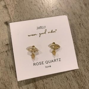 NIB NWT jax Kelly rose quartz love evil eye earring